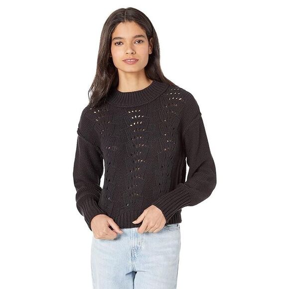 NWT Free People Womens Black Crop Bell Song Open Knit Pullover Sweater Small - Picture 1 of 7